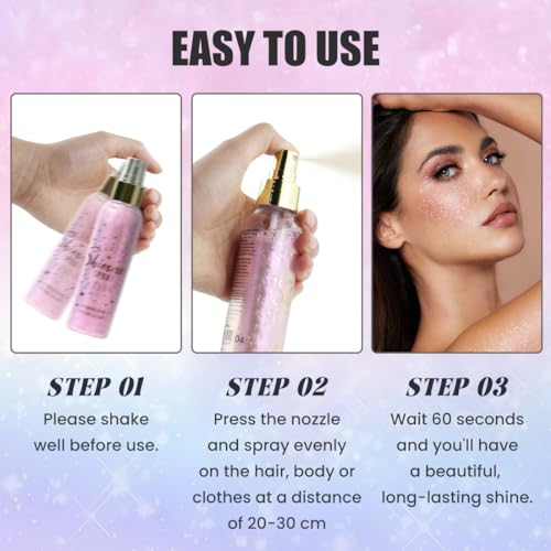 Pink Glitter Body & Hair Spray 3.72 fl oz for Festival & Raves - ZENTANMEI