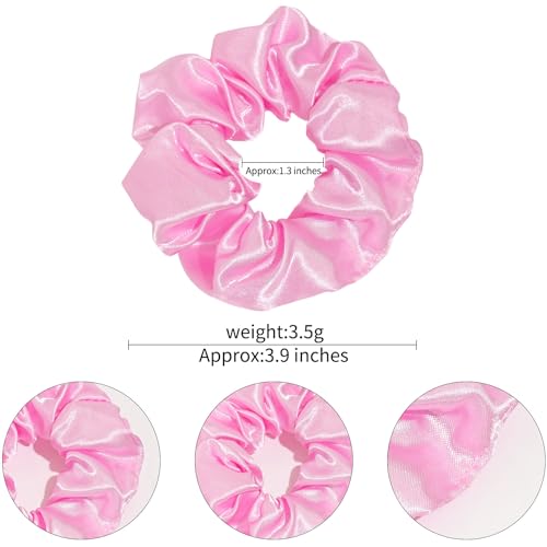 80 Pieces Pink Satin Scrunchies - Elastic Hair Ties for Women & Girls