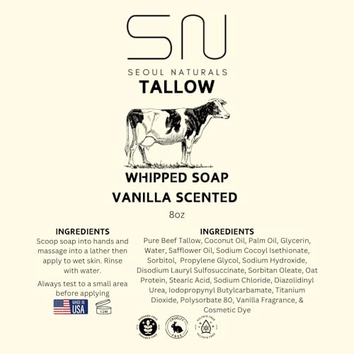 Seoul Naturals Vanilla Scented Whipped Soap - 8 oz Nourishing Cleanser