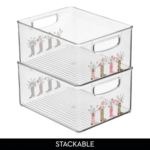 iDesign Clear Bathroom Organizer Bin - Cowgirl Print, Stackable