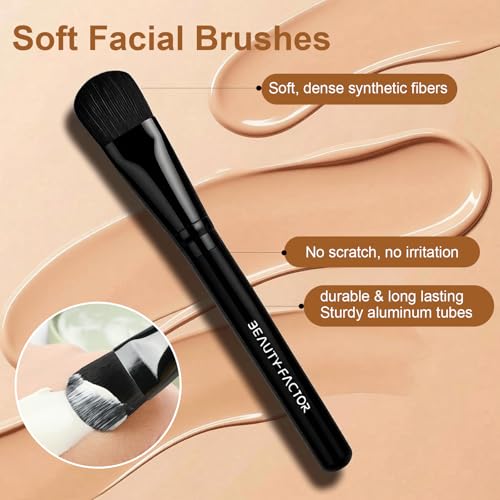 BEAUTYFACTOR Black-02 Facial Mask Brush Applicator Soft Hair for Even, Mess-Free Mask Application