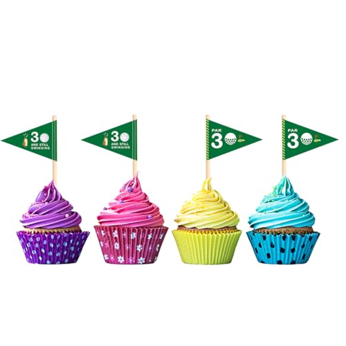 Golf Themed Toothpick Flags - 20 PCS Par 30 Birthday Picks