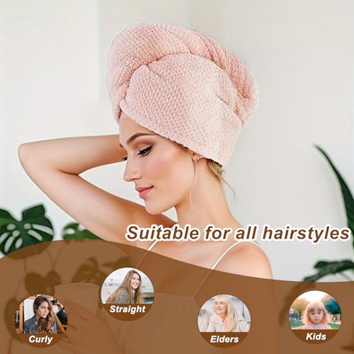 5 Pack Microfiber Hair Drying Towels - Quick Dry & Anti-Frizz