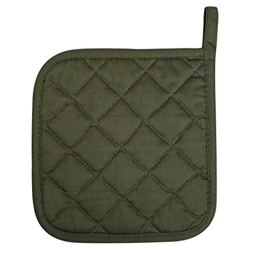 Heat Resistant Cotton Potholders Set of 6 - 7" Olive Green
