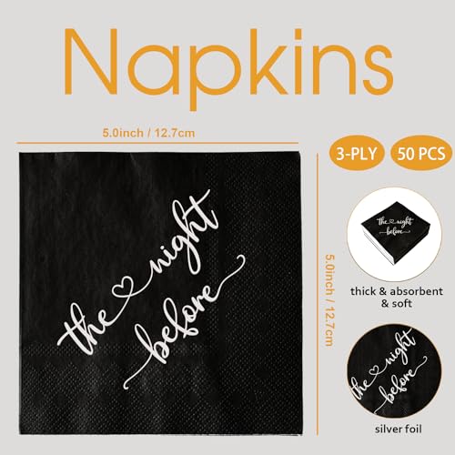 50 Pack Black and Silver Cocktail Napkins - Elegant Disposable Paper for Parties