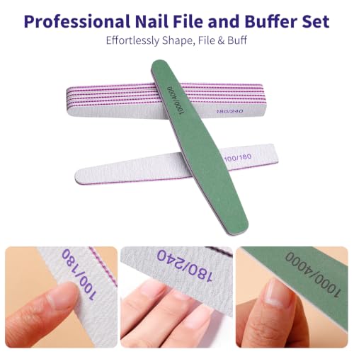 SWEET VIEW 14PCS Nail Files Buffers Set for All Nail Types – Natural, Gel & Acrylic