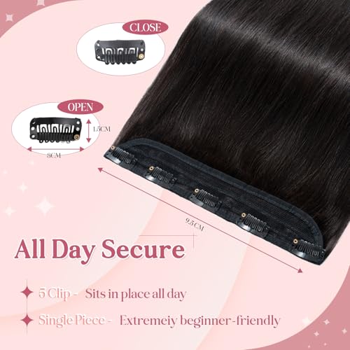 8 Inch Natural Black Clip-In Hair Extensions - 5 Clips Remy Human Hair for Women