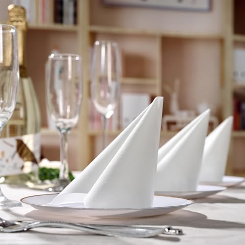 FOCUSLINE 100 Count Linen-Feel Disposable Cocktail Napkins - Soft & Absorbent Party Beverage Napkins