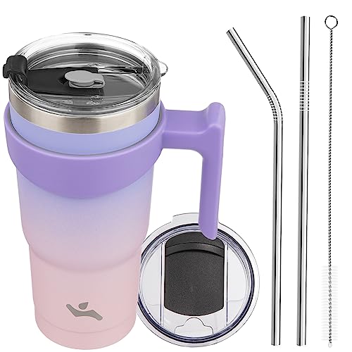 Konokyo 20 oz Insulated Tumbler with Handle & Straw | BPA-Free Pastel Sunset