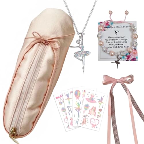 CECKQUE Ballet Pointe Shoe Makeup Bag P-Set for Girls Dance Recital Gift