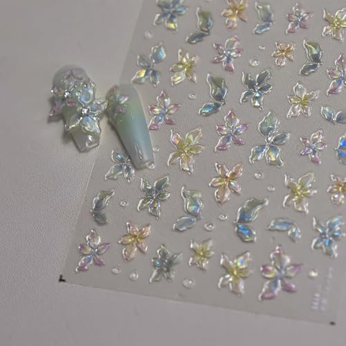 Spring & Summer 5D Floral Nail Stickers - Self-Adhesive Nail Art Decals