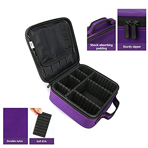 Semilyn Purple Travel Makeup Bag - Organizer with Adjustable Dividers