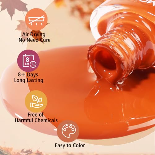 Glamonade 6-Piece Fall Nail Polish Set - Long-Lasting Quick Dry Autumn Colors