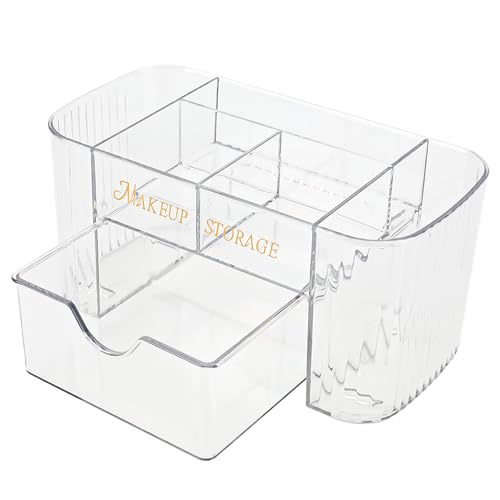 BQAN Clear Acrylic Nail Organizer with Drawer – 6-Compartment Beauty/Tool Storage