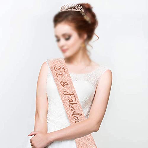 Rose Gold 22nd Birthday Sash & Tiara Set for Girls