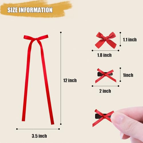22-Piece Mini Hair Bows Set for Women & Girls – Red Ribbon Clips