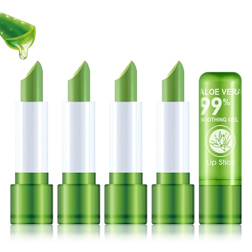 4 Pack Aloe Vera Color Changing Lipstick Set - Moisturizing Lip Gloss for Women