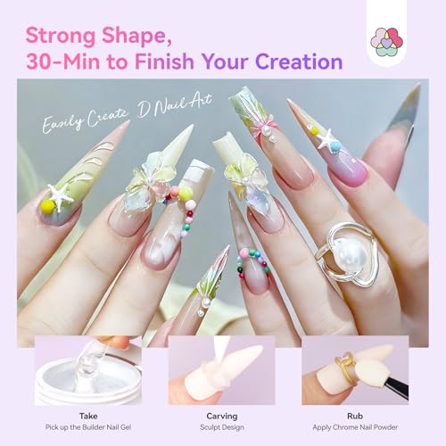 SAVILAND Non-Stick Solid Builder Nail Gel - Clear & White (Clear&White) 3D Nail Art Kit