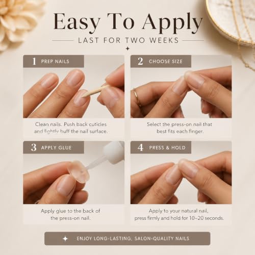 MKM Short Oval Reusable Press On Nails - Glossy Ruby Red Full Cover Fake Nails Kit for Women