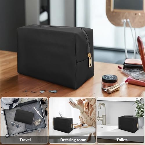 DOB SECHS Waterproof PU Leather Makeup Bag - Large Travel Cosmetic Organizer