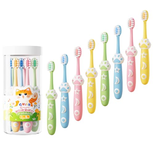 RoseFish 8 Pack Kids Toothbrushes, Extra Soft Toddler Toothbrush for 2-8 Years