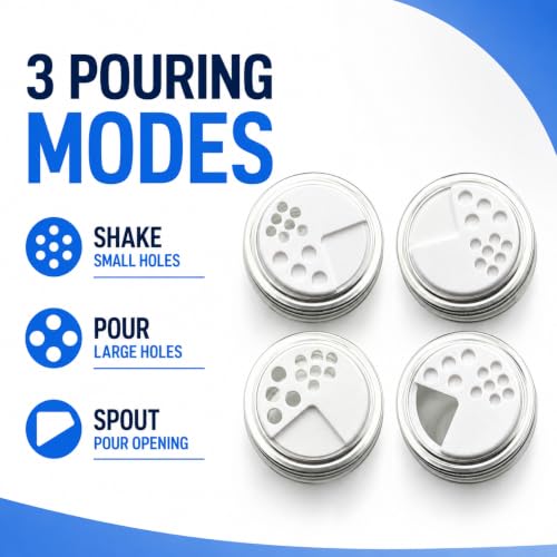 Adjustable Spice Shaker Lids for Mason Jars - 4 Pack