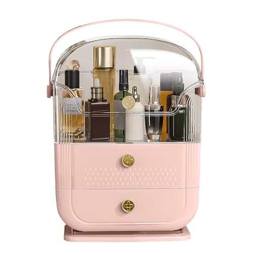 Funflow Makeup Organizer with Drawers and Lid - Pink Cosmetic Storage