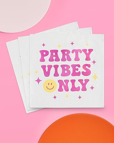 Party Vibes Only Napkins - 3-Ply Cocktail Napkins, 24 Pack