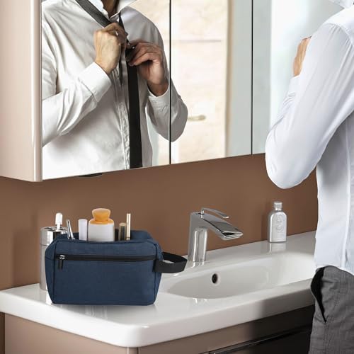 Icramsy Navy Blue Travel Toiletry Bag Hanging Cosmetic Organizer for Women & Men