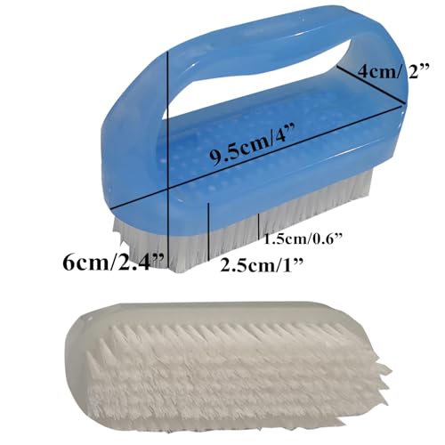 Coralpearl Nail Brush Set - 2 Soft Nylon Brushes with Cuticle Cleaner