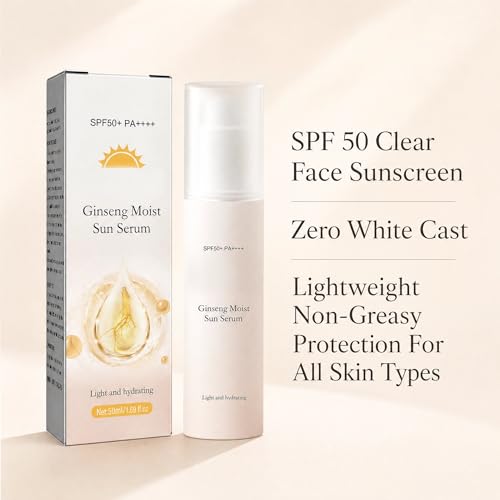 Clear Face Sunscreen SPF 50 - Travel Size Non-Greasy Serum (1 Pack)