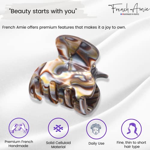 French Amie Mini Onyx Hair Claw Clip - 1.5 Inch Cellulose Acetate