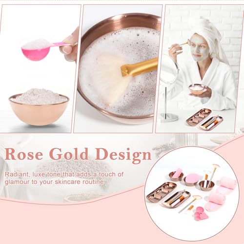 Rose Gold Facial Supplies Set with Mixing Bowls & Brushes