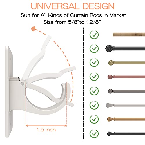 Self-Adhesive Curtain Rod Brackets - 4 Pack, No Drill, Adjustable Hooks