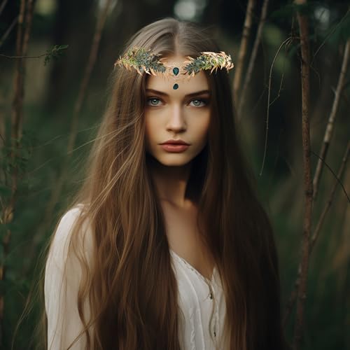 Vivivalue Fairy Flower Crown Headband - Woodland Elven Floral Hair Wreath