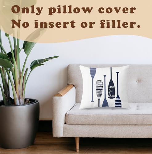 Navy Blue Lake House Decor Pillow Covers 18x18 - Double-Sided