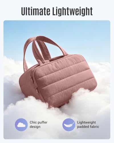 LIGHT FLIGHT Black Travel Toiletry Bag - Quilted Makeup Organizer