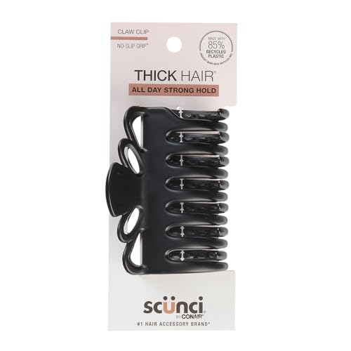 Scunci No-Slip Grip Claw Clip for Thick Hair - Black