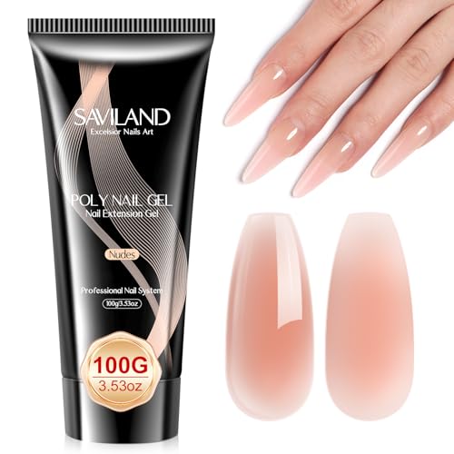 Saviland Hema-Free Poly Nail Gel - 100g Large Capacity Nude Extension