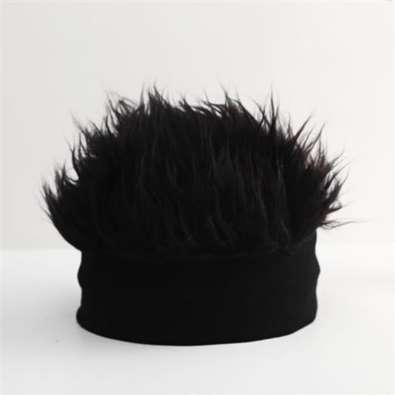 Funny Men's Spiked Wig Beanie - Adjustable Hip-Hop Style Hat