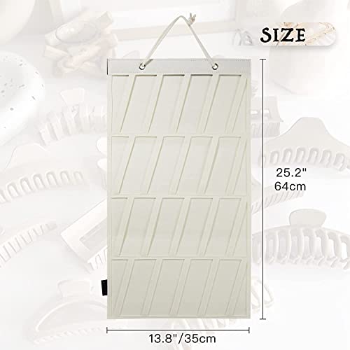 Hanging Claw Clip Organizer - Cream Felt Storage for Women