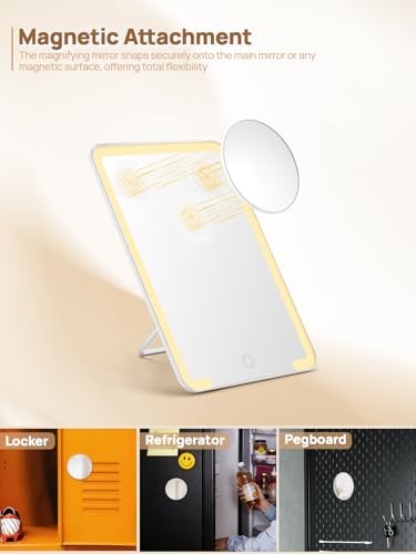OMIRO 10 x 7 in Makeup Mirror with Lights & 10X Magnifier - White