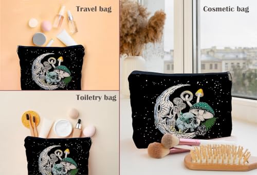 Gothic Skull Moon Tarot Makeup Bag - Colorful Mushroom Design