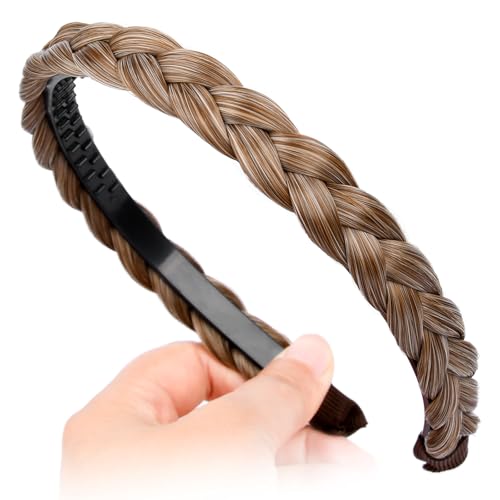 Caramel Blonde Synthetic Braided Headband with Teeth for Women & Girls