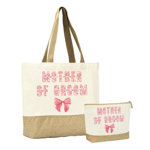 Wedding Canvas Tote Bag and Makeup Bag Set for Bridesmaid Gifts