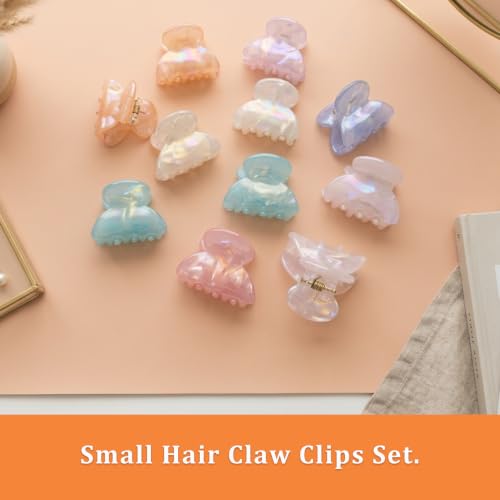Mistofu 12PCS Small Hair Claw Clips for Women - Mini Acrylic Jaw Clips, Variation: Small Hair Clips1