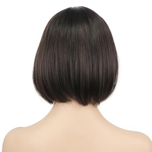 Lydell 8" Short Bob Wig with Flat Bangs - Heat Resistant Synthetic Hair