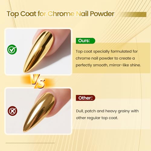 JODSONE No Wipe Gel Top Coat for Chrome Nail Powder - 16.5ml