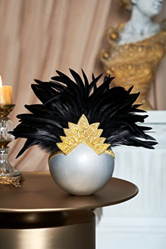 1920s Flapper Showgirl Feather Headpiece with Crystals