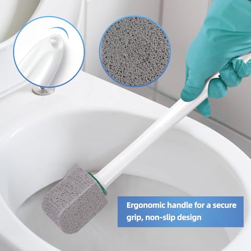 Pumice Stone Toilet Cleaner with Long Handle - 10 Replacement Stones